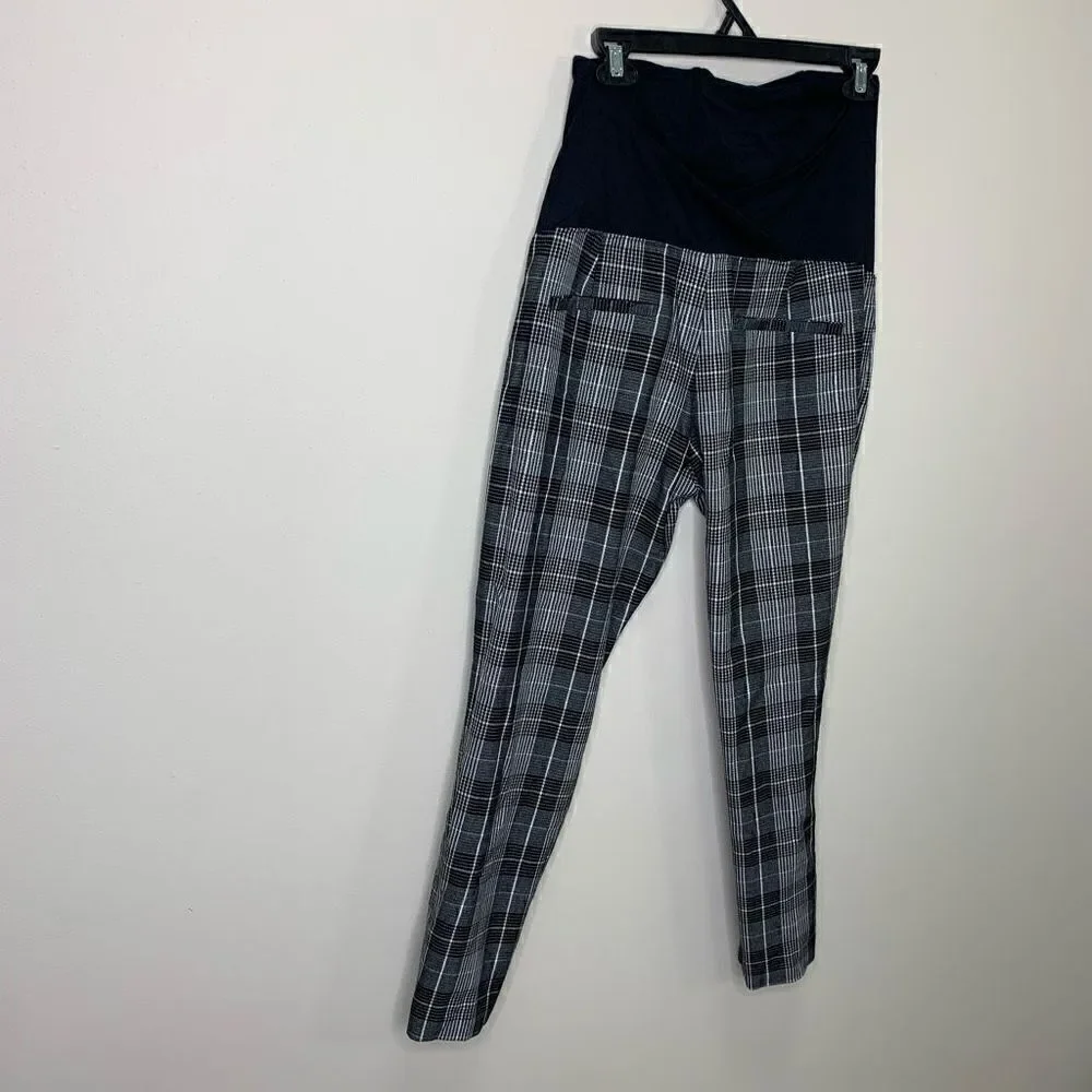 Isabel Maternity Dress Pants with Tummy Support. Plaid. Size 6 (q1)